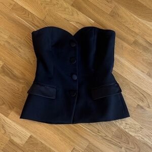 Zara Black Strapless Buttoned Top